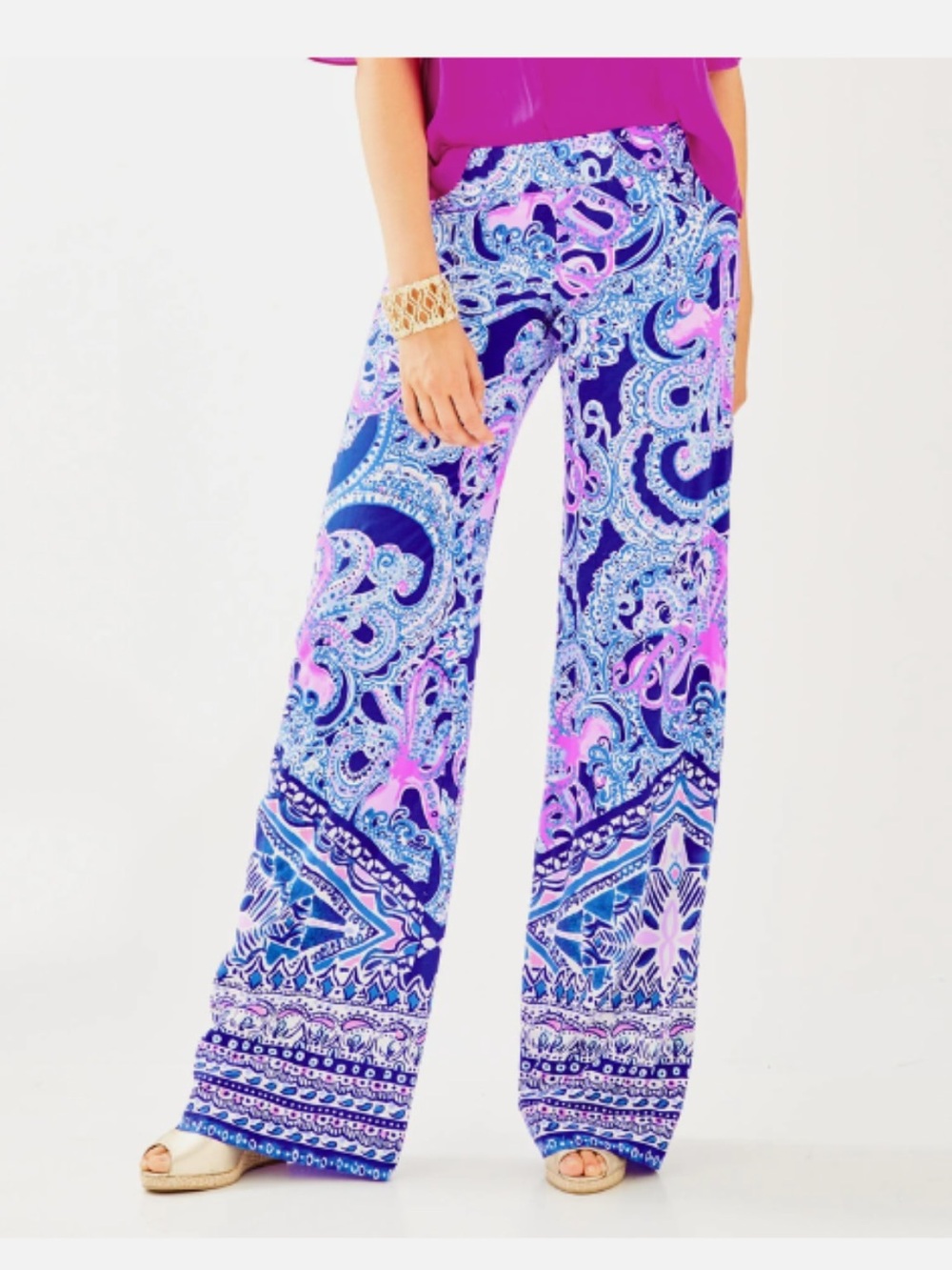 Lilly Pulitzer Bal Harbour Palazzo Pant Size M Blue Grotto Legga Sea Octopus